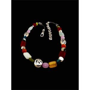 Brighton Multi Color Stone And Silver tone Mixed Media Collar Necklace 16-18”